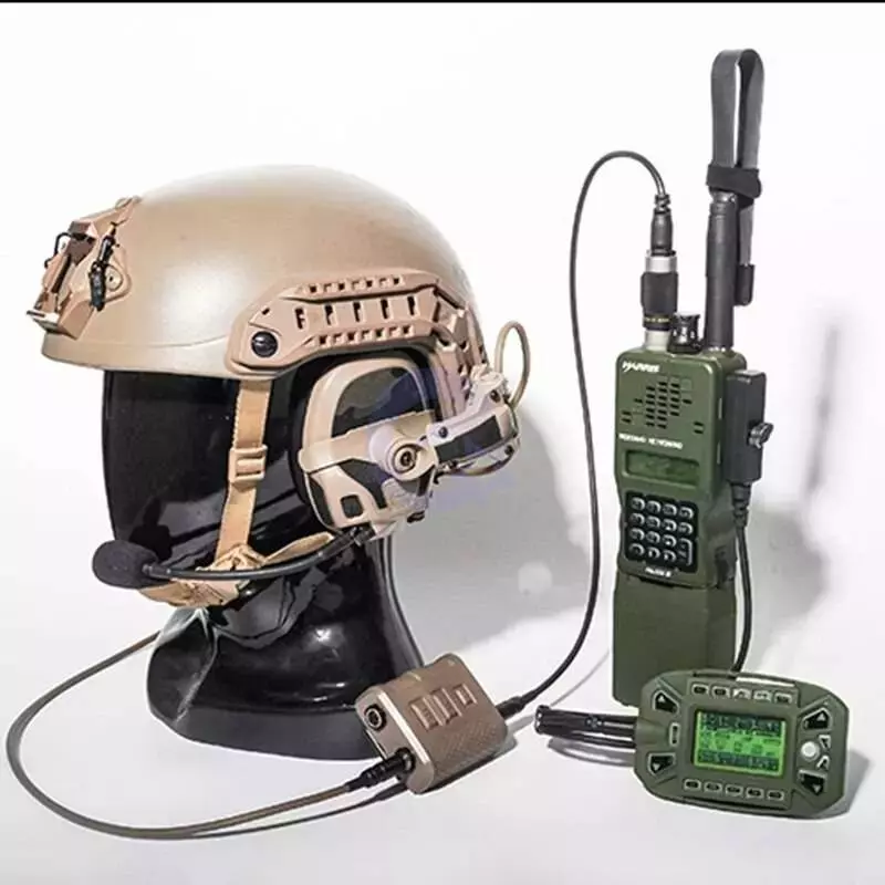Активні навушники FMA Ops-Core AMP кріплення чебурашка та дужка, мікрофон у комплектації Brown (Коричневий)