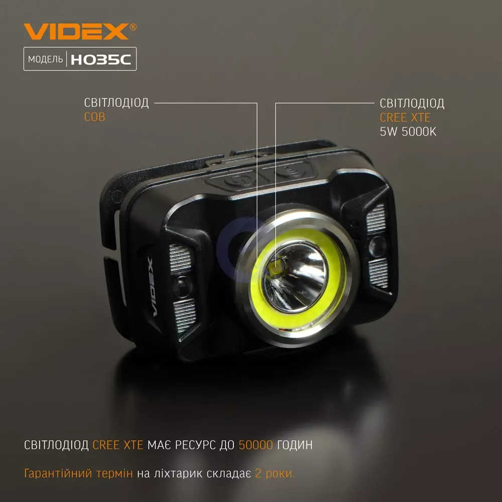 Налобний ліхтар VIDEX VLF-H035C 410Lm 5000K Black (Чорний)