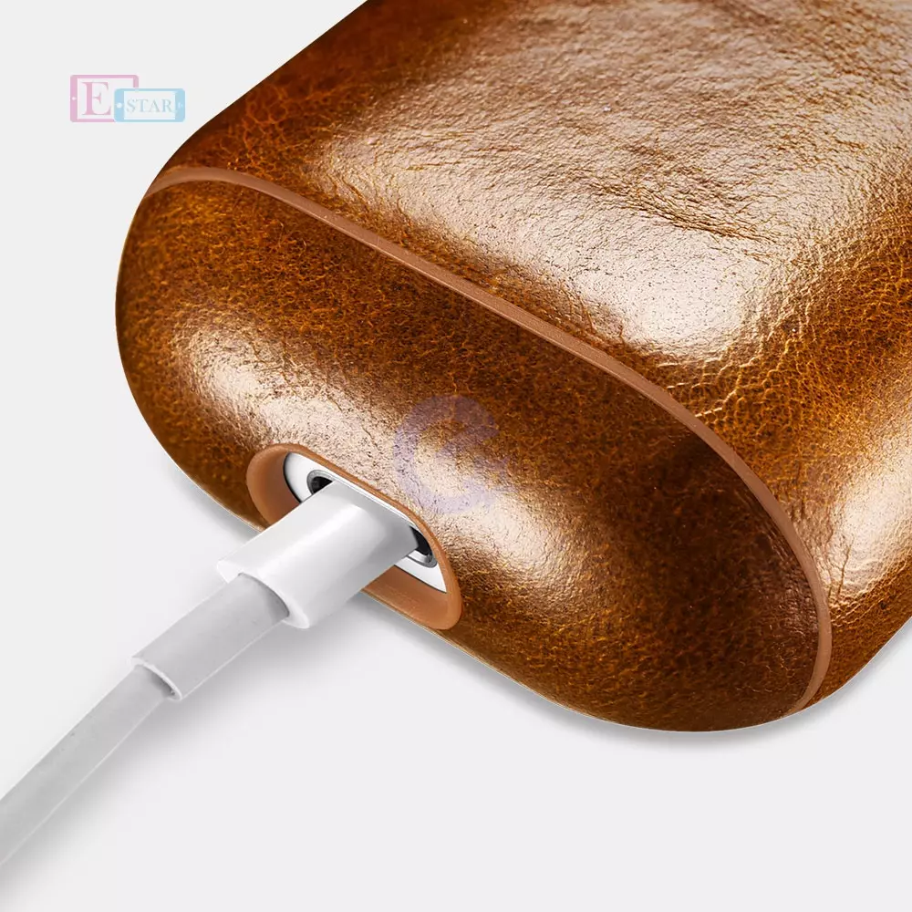 Чохол Icarer Airpods Oil Wax Leather Protective Case Cover для навушників Apple AirPods Brown (Коричневий) IAP021