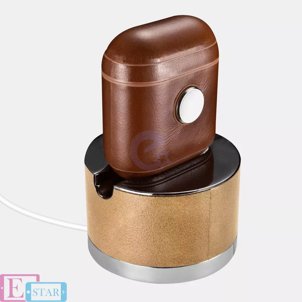 Чохол Icarer Vintage Fidget Spinner Airpods Leather Case Khaki (Хакі) IAP008