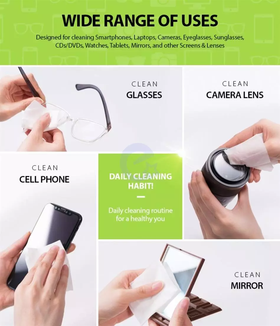 Набор салфеток для чистки гаджетов и очков Ringke Screen &amp; Lens Cleaner (50 шт) White (Белый)