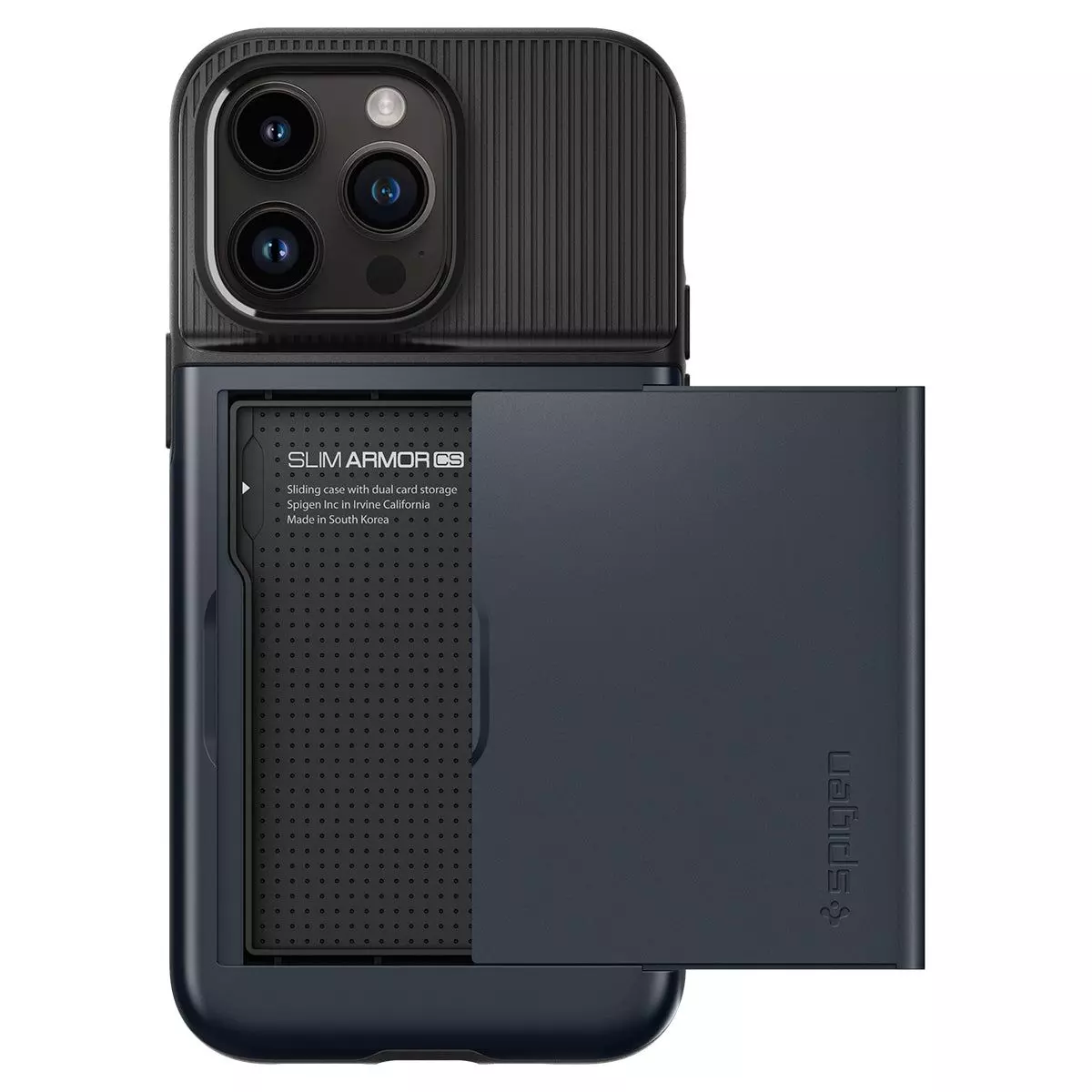 Противоударный чехол бампер Spigen Slim Armor CS (с отделом для карт) для iPhone 14 Pro Max Metal Slate (Металлический Сланец) ACS04838