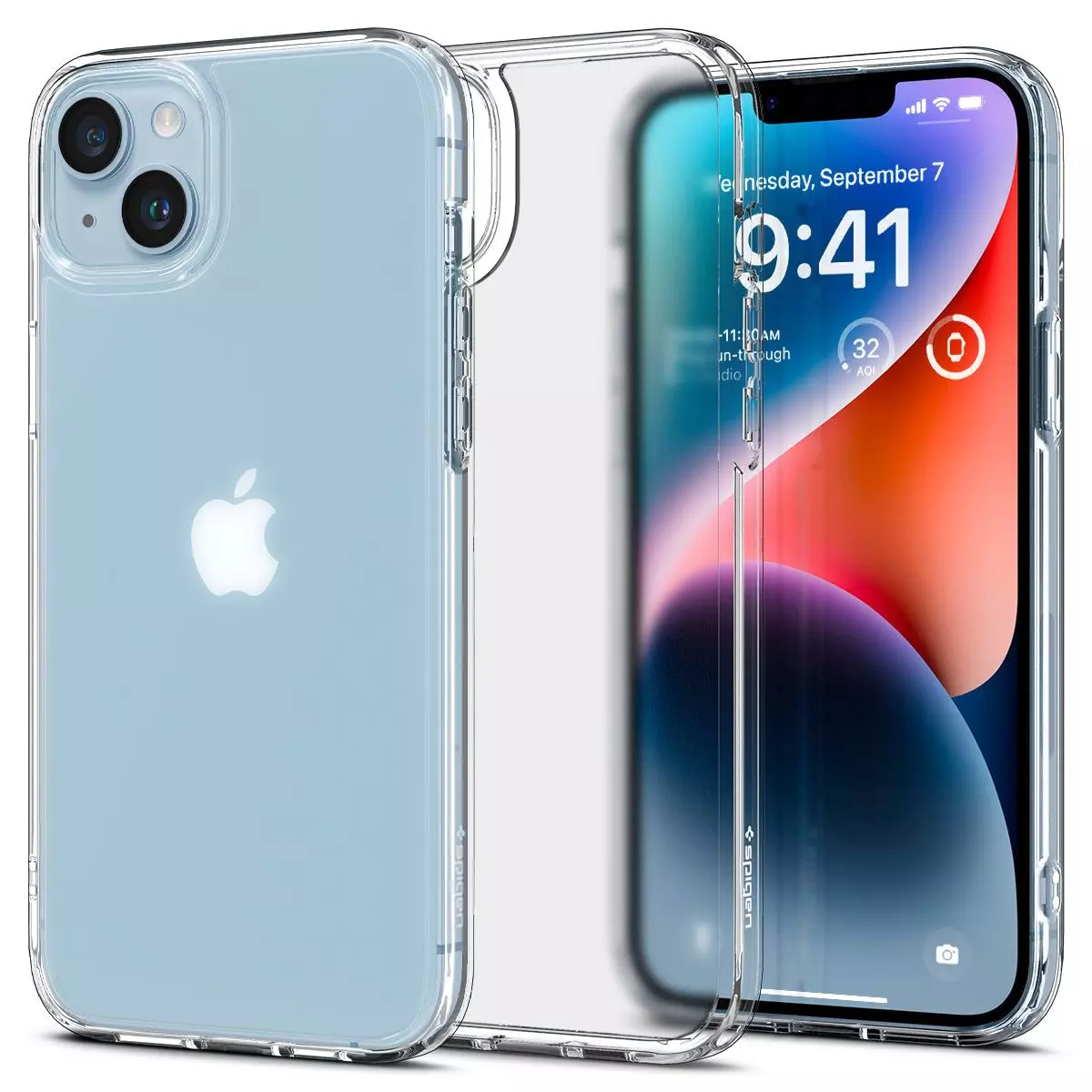 Противоударный чехол бампер Spigen Ultra Hybrid для iPhone 14 Frost Clear (Морозный Прозрачный) ACS05046