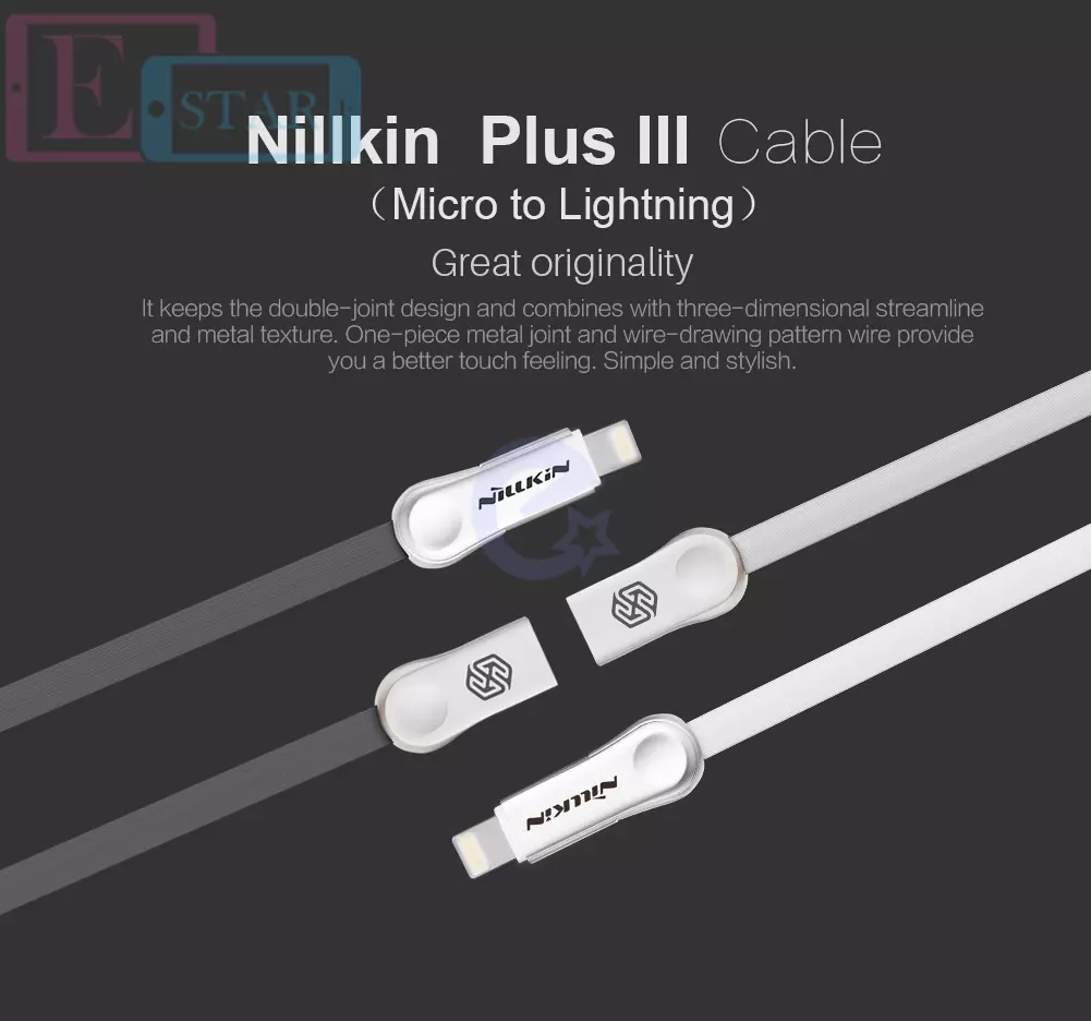 Высокоскоростной кабель для зарядки и передачи данных 2 в 1 Nillkin Plus III MicroUsb - Lightning для смартфонов и телефона 1 м White (Белый)