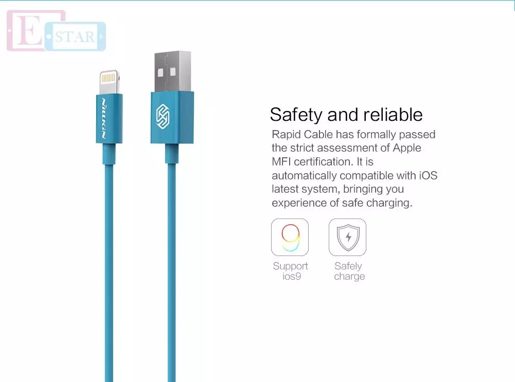 Высокоскоростной кабель для зарядки и передачи данных Apple iPhone iPod iPad Nillkin Rapid Cable Lightning 1.0 м Pink (Розовый)