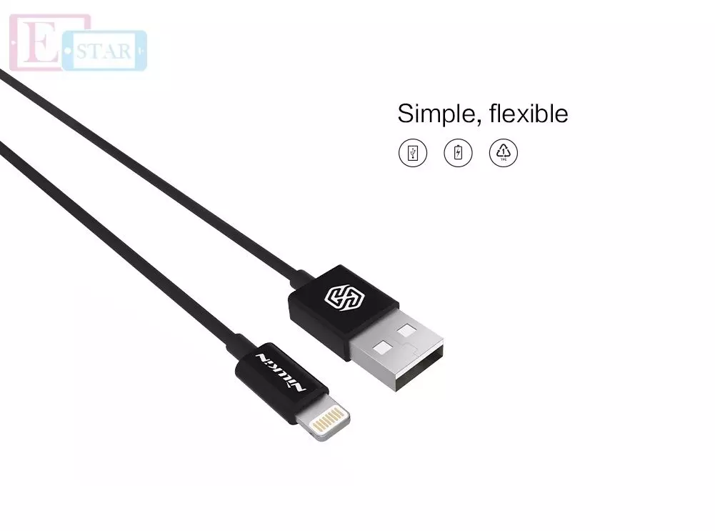 Высокоскоростной кабель для зарядки и передачи данных Apple iPhone iPod iPad Nillkin Rapid Cable Lightning 1.0 м White (Белый)