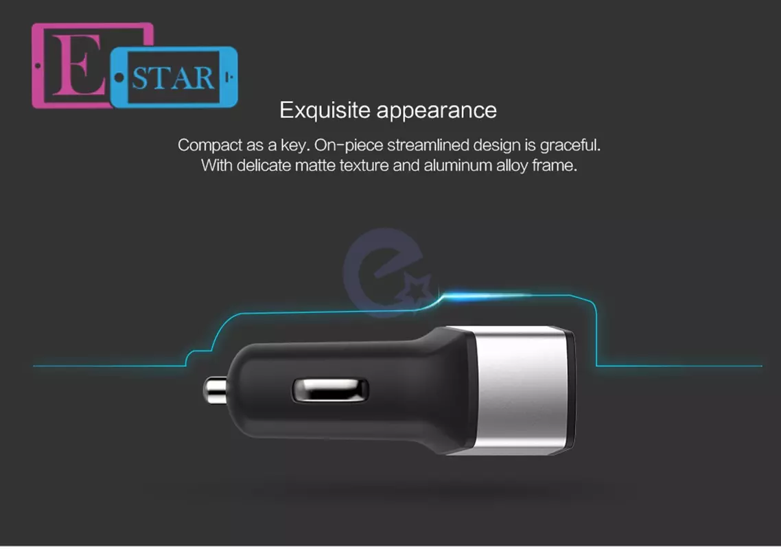 Автомобильная зарядка от прикуривателя Nillkin Celerity Car Charger USB+TYPE-C 3.0 для Samsung, Apple, Hyawei, Asus, HTC, Meizu Black (Черный)