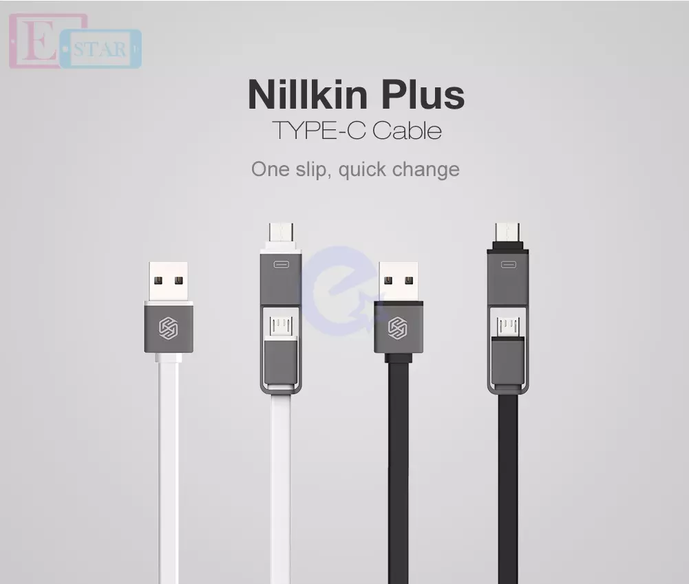 Высокоскоростной кабель для зарядки и передачи данных Nillkin Plus Type C - MicroUsb для смартфонов и телефона 1,2 м White (Белый)