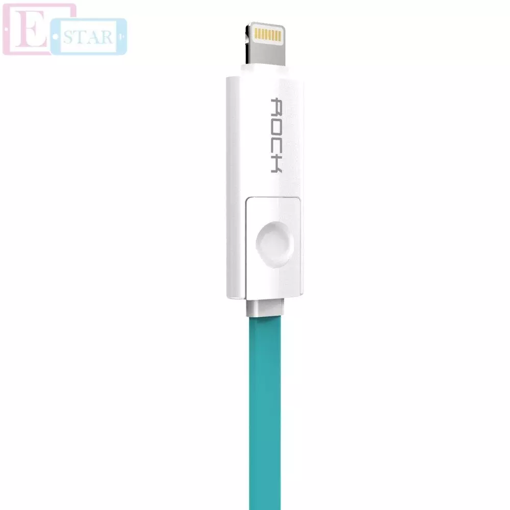 Высокоскоростной кабель для зарядки и передачи данных 2 в 1 Rock LightNing - Micro USB для смартфонов 1 м Light Blue (Голубой) Высокоскоростной кабель для зарядки и передачи данных 2 в 1 Rock LightNing - Micro USB для смартфонов 1 м Light Blue (Голубой)