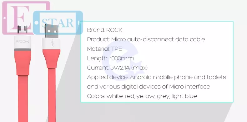 Кабель для зарядки и передачи данных Rock Micro UsB с индикатором зарядки 1 м для планшетов и смартфонов Grey (Серый)