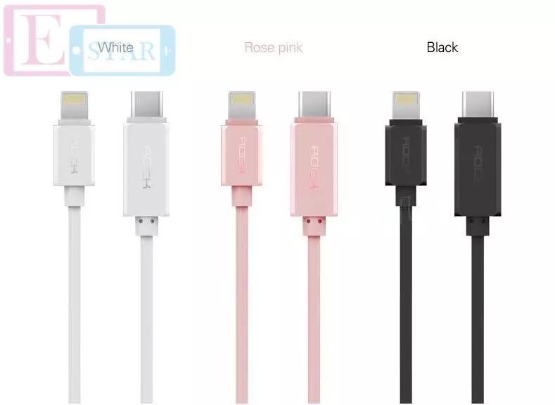 Кабель перехідник Type C to Lightning Rock 1 м Black (Чорний) RCB0414 Кабель перехідник Type C to Lightning Rock 1 м Black (Чорний) RCB0414