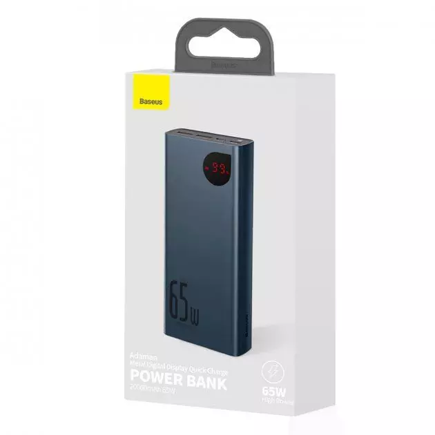 Універсальна батарея Baseus Adamant Metal Display Quick Chfrge Power Bank 20000 mAh 65W Blue (Блакитний) Універсальна батарея Baseus Adamant Metal Display Quick Chfrge Power Bank 20000 mAh 65W Blue (Блакитний)