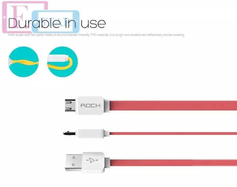 Кабель для заряджання та передачі даних Rock Micro UsB 1 м White (Білий) Кабель для заряджання та передачі даних Rock Micro UsB 1 м White (Білий)