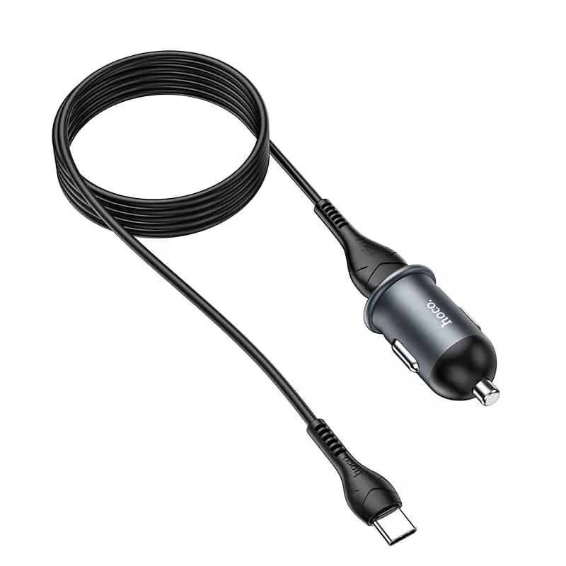 Адаптер автомобільний Hoco Type-C Cable Mighty single port car charger Z43 1USB, 3A, QC, 18W Black (Чорний)
