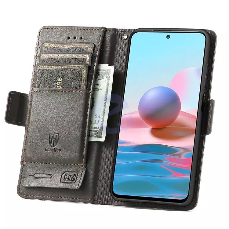 Чехол книжка для Xiaomi Poco M5s / Redmi Note 10 / Redmi Note 10S Anomaly Business Wallet Khaki (Хаки)