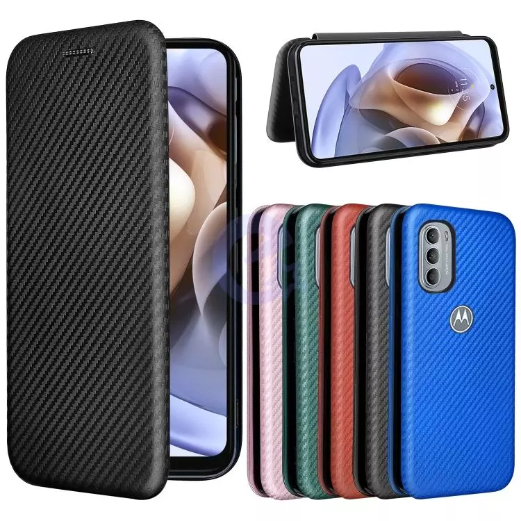 Чехол книжка для Motorola Moto G31 / G41 Anomaly Carbon Book Black (Черный)