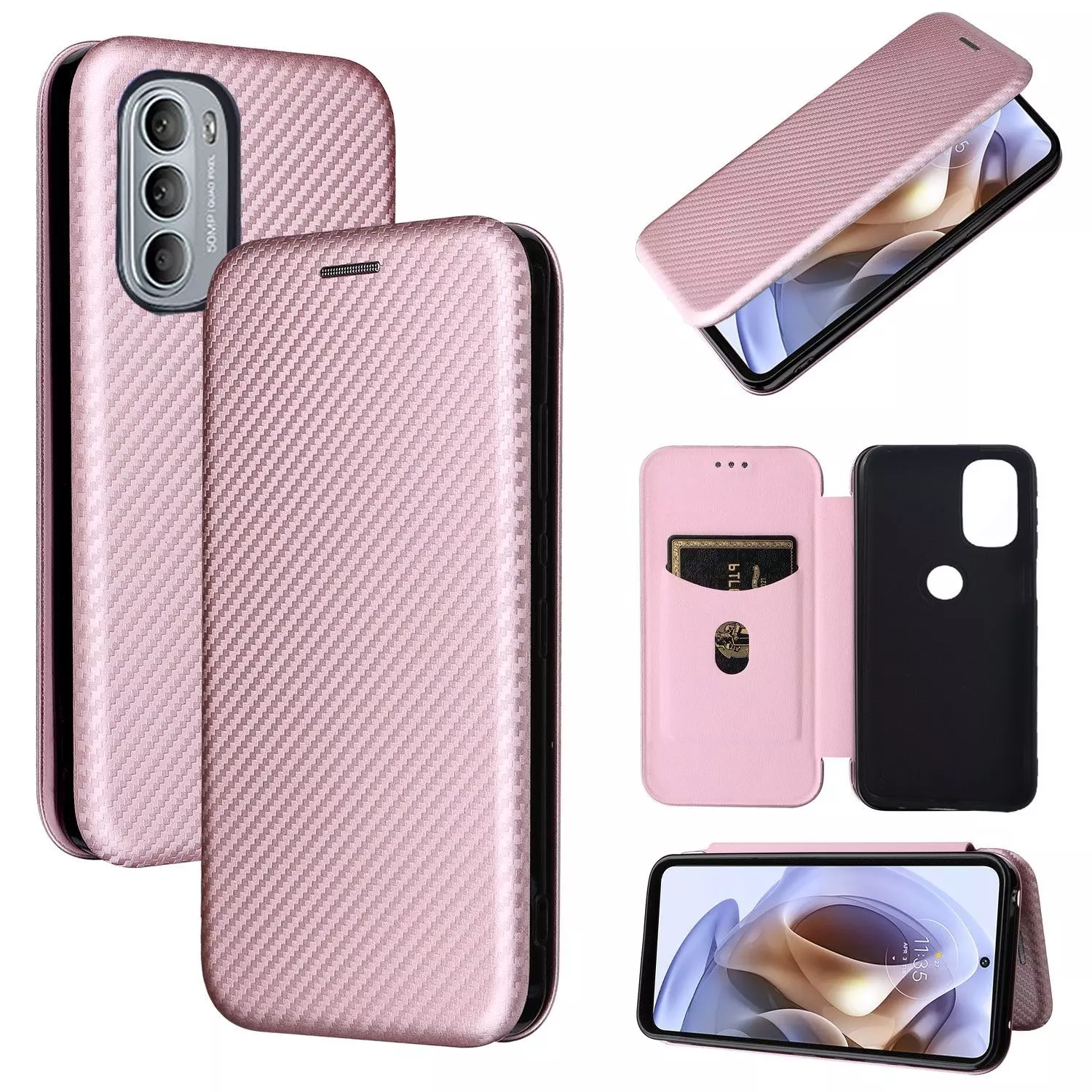 Чохол книжка для Motorola Moto G31 / G41 Anomaly Carbon Book Rose Gold (Рожеве золото) Чохол книжка для Motorola Moto G31 / G41 Anomaly Carbon Book Rose Gold (Рожеве золото)