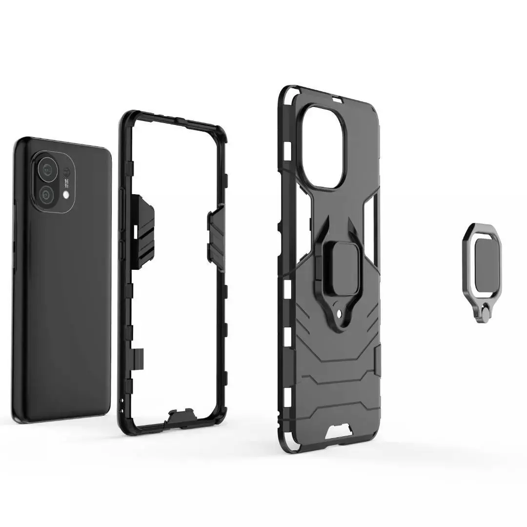 Чехол бампер для Vivo Y02 Anomaly Defender S (с кольцом-держателем) Dark Blue (Темно Синий)