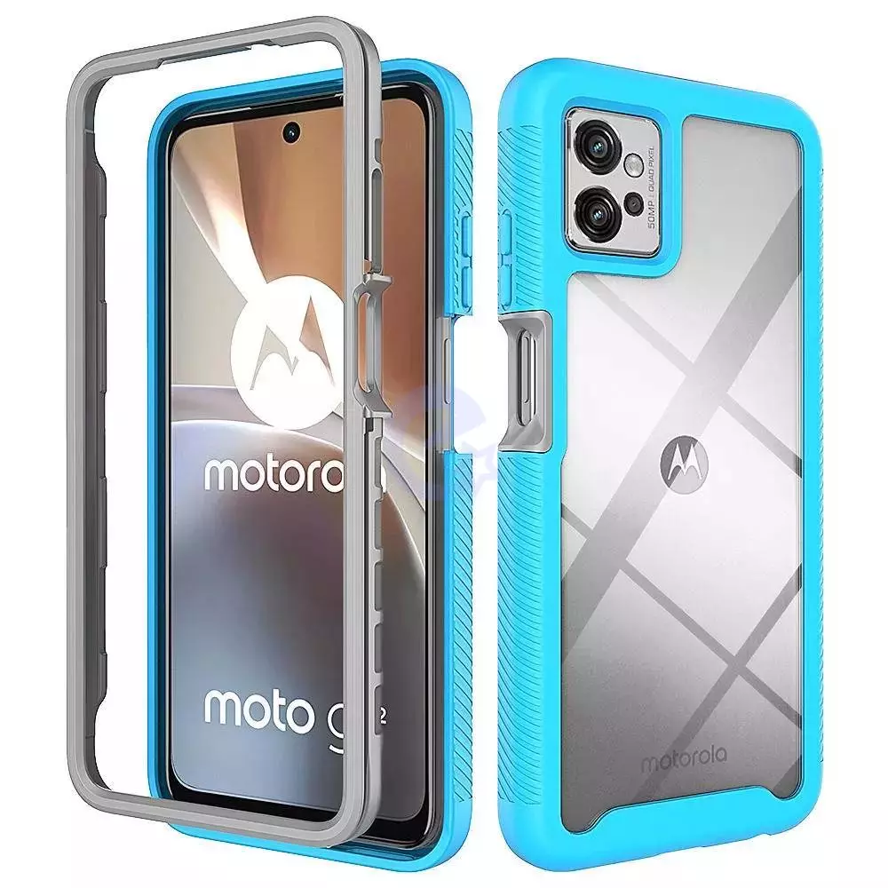 Противоударный чехол бампер для Motorola Moto X40 Anomaly Hybrid 360 Sky Blue / Grey (Небесно Синий / Серый)