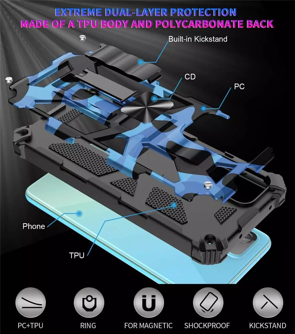 Протиударний чохол бампер для Xiaomi 11T / 11T Pro Anomaly Hybrid Armor (вбудована підставка) Red (Червоний)