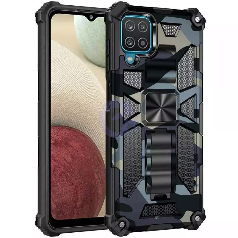 Противоударный чехол бампер для Xiaomi Redmi Note 12 Pro 5G / Poco X5 Pro Anomaly Hybrid Armor (встроенная подставка) Camo / Blue (Камуфляж / Синий)