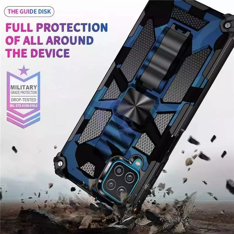 Противоударный чехол бампер для Xiaomi Redmi Note 12 Pro 5G / Poco X5 Pro Anomaly Hybrid Armor (встроенная подставка) Camo / Blue (Камуфляж / Синий)