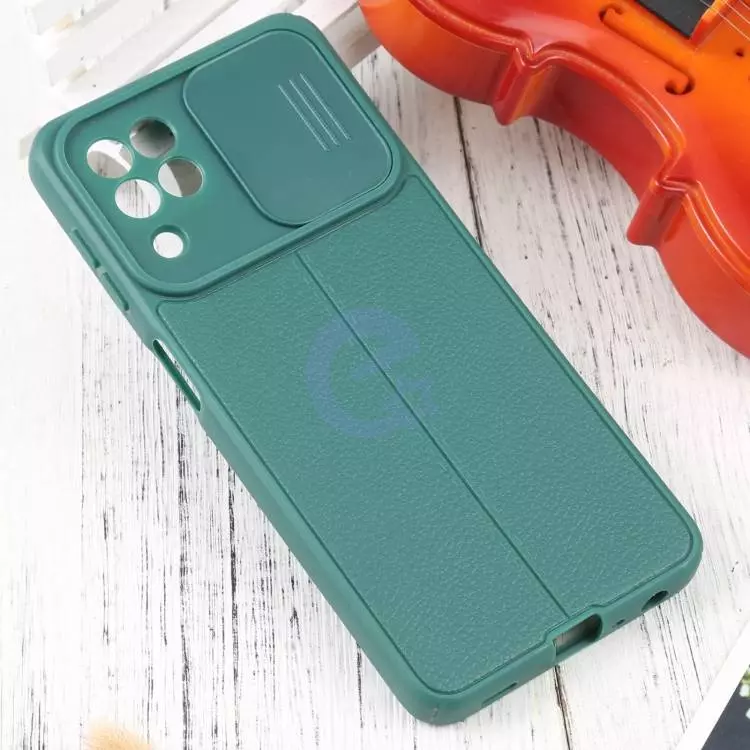 Противоударный чехол бампер для Samsung Galaxy M53 Anomaly Leather Fit Pro (шторка на камеру) Green (Зеленый)