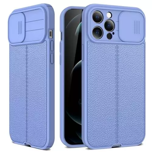 Протиударний чохол бампер для iPhone 13 Pro Max Anomaly Leather Fit Pro (шторка на камеру) Light Purple (Світло Пурпурний)
