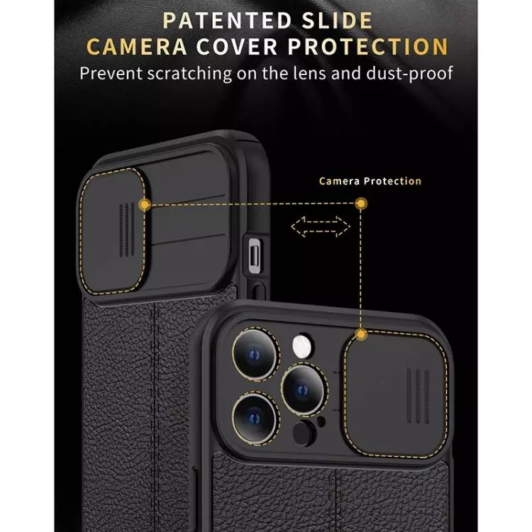 Протиударний чохол бампер для iPhone 13 Pro Max Anomaly Leather Fit Pro (шторка на камеру) Red (Червоний)