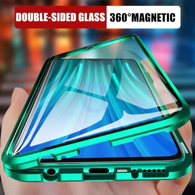 Чехол бампер для Motorola Moto E20 / E30 / E40 Anomaly Magnetic 360 With Glass Green (Зеленый)