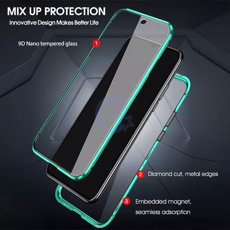 Чехол бампер для Motorola Moto E20 / E30 / E40 Anomaly Magnetic 360 With Glass Green (Зеленый)