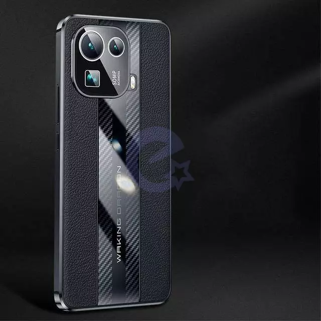 Чехол бампер для Xiaomi 12 Pro / 12S Pro Anomaly Metal Carbon Leather Black (Черный)