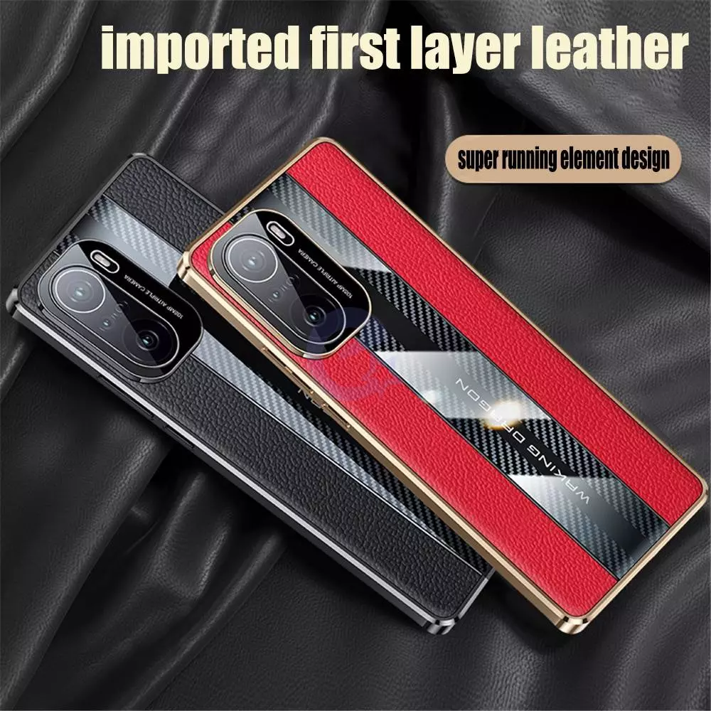 Чехол бампер для Xiaomi Poco F4 / Redmi K50 / Redmi K50 Pro / Redmi K40S Anomaly Metal Carbon Leather Red (Красный)