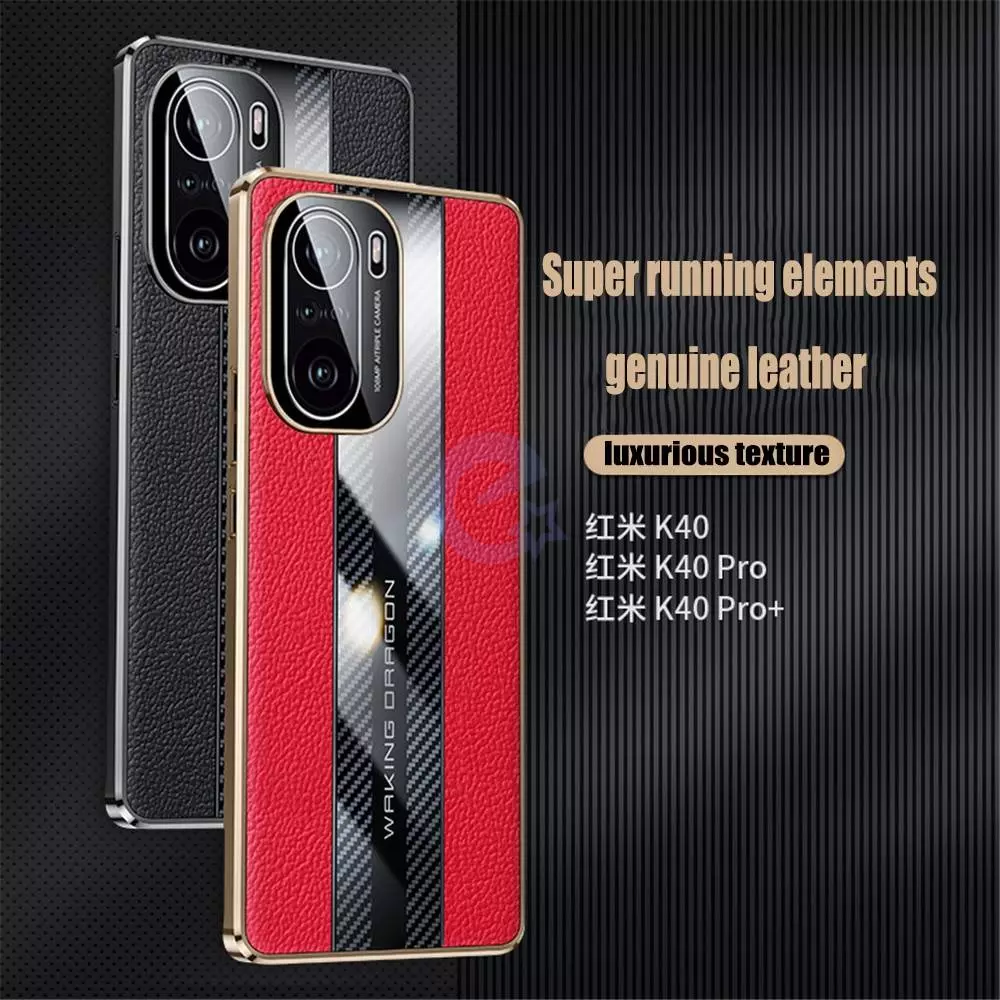 Чехол бампер для Xiaomi Mi 11i / Poco F3 / Redmi K40 / Redmi K40 Pro Anomaly Metal Carbon Leather Red (Красный)