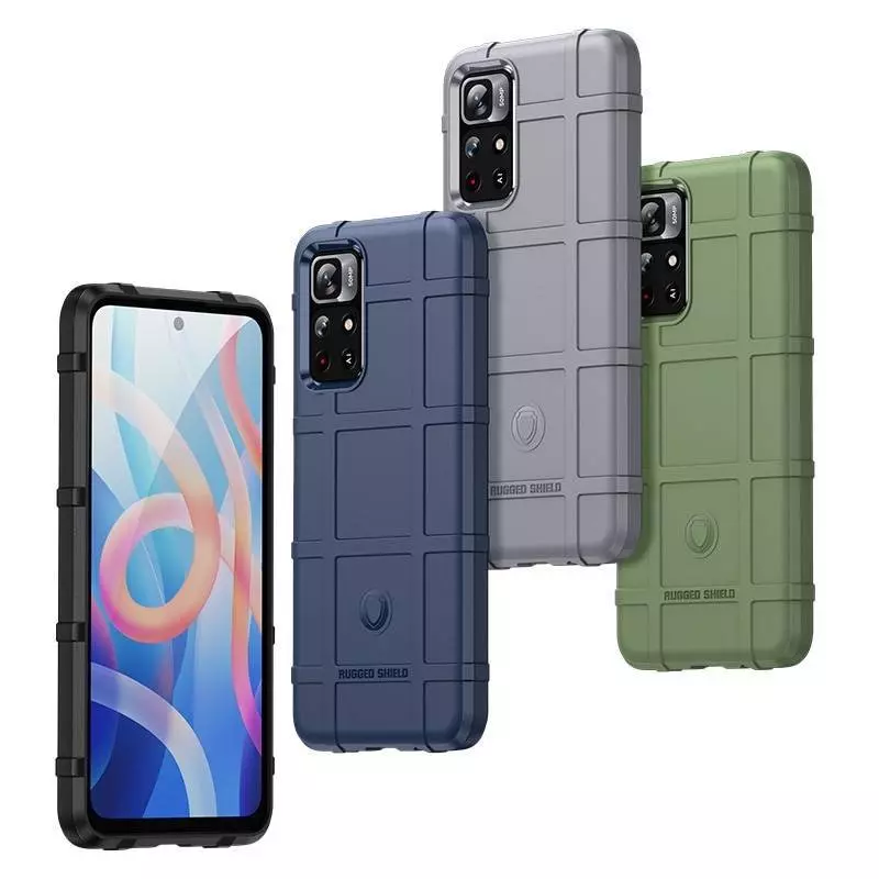 Противоударный чехол бампер для Xiaomi Poco M4 Pro Anomaly Rugged Shield Black (Черный)