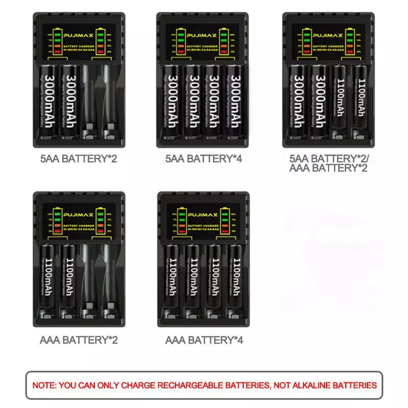 Зарядний пристрій акумулятора з 4 слотами для AA/AAA NI-MH NI-CD Anomaly Battery Charger Black (Чорний)