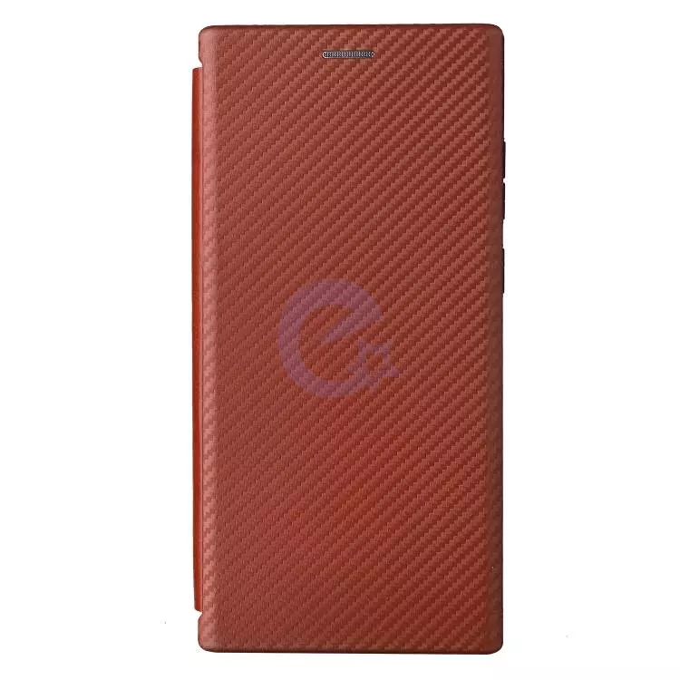 Чехол книжка для Samsung Galaxy S22 Ultra Anomaly Carbon Book Brown (Коричневый)