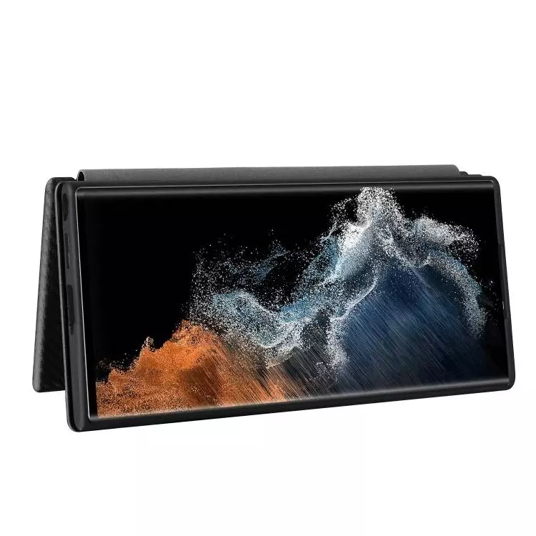 Чехол книжка для Samsung Galaxy S22 Ultra Anomaly Carbon Book Black (Черный)