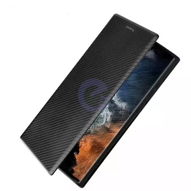 Чехол книжка для Samsung Galaxy S23 Ultra Anomaly Carbon Book Black (Черный)