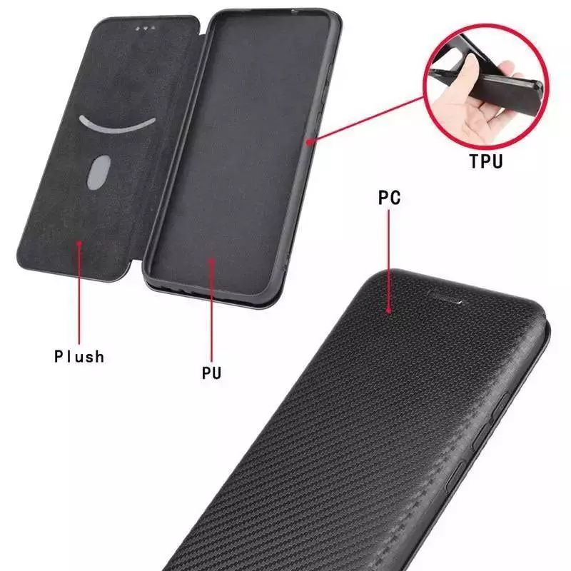 Чехол книжка для Xiaomi 13 Pro Anomaly Carbon Book Black (Черный)