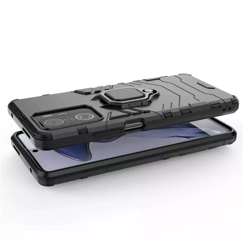 Чехол бампер для Vivo Y02s Anomaly Defender S (с кольцом-держателем) Black (Черный)