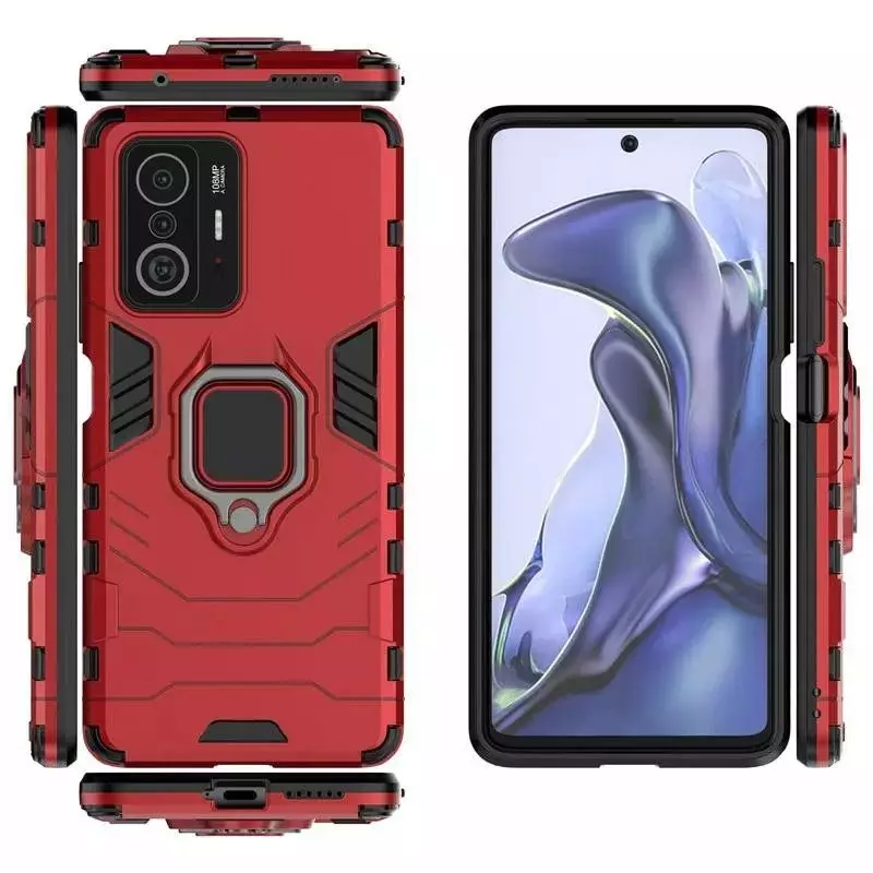 Чехол бампер для Vivo Y02s Anomaly Defender S (с кольцом-держателем) Black (Черный)