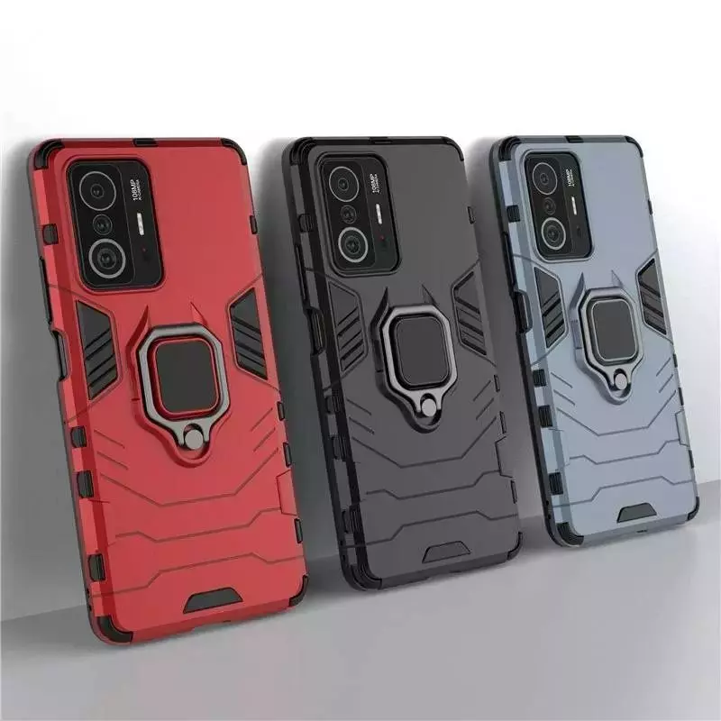 Чехол бампер для Vivo Y02s Anomaly Defender S (с кольцом-держателем) Black (Черный)