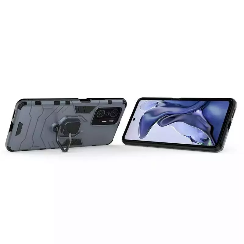 Чехол бампер для Vivo Y02s Anomaly Defender S (с кольцом-держателем) Black (Черный)