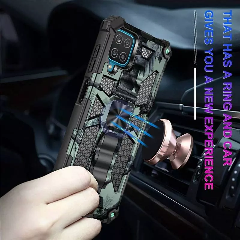 Противоударный чехол бампер для Samsung Galaxy A22 5G Anomaly Hybrid Armor (встроенная подставка) Camo / Blue (Камуфляж / Синий)