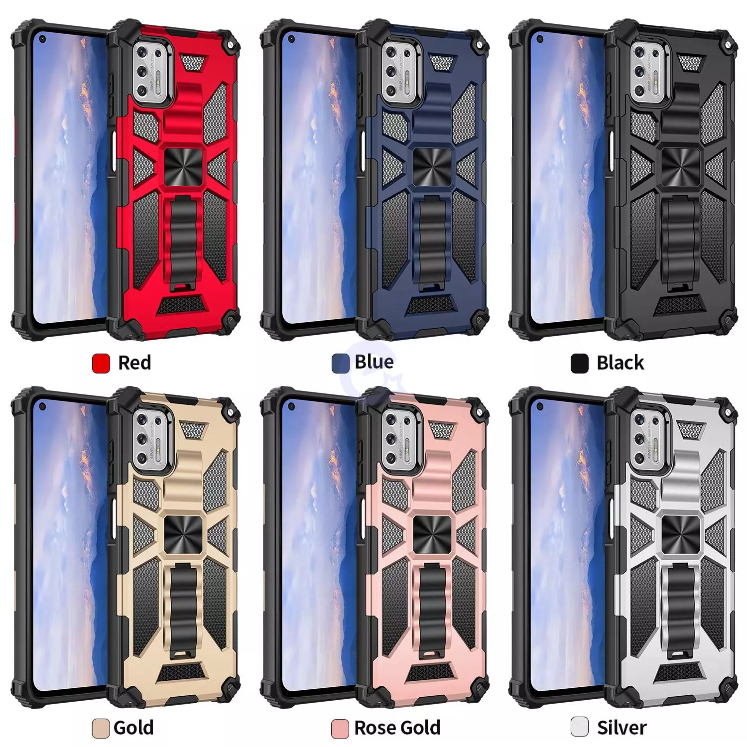 Протиударний чохол бампер для Motorola Moto E32 / G22 Anomaly Hybrid Armor (вбудована підставка) Army Blue (Армійський Синій)