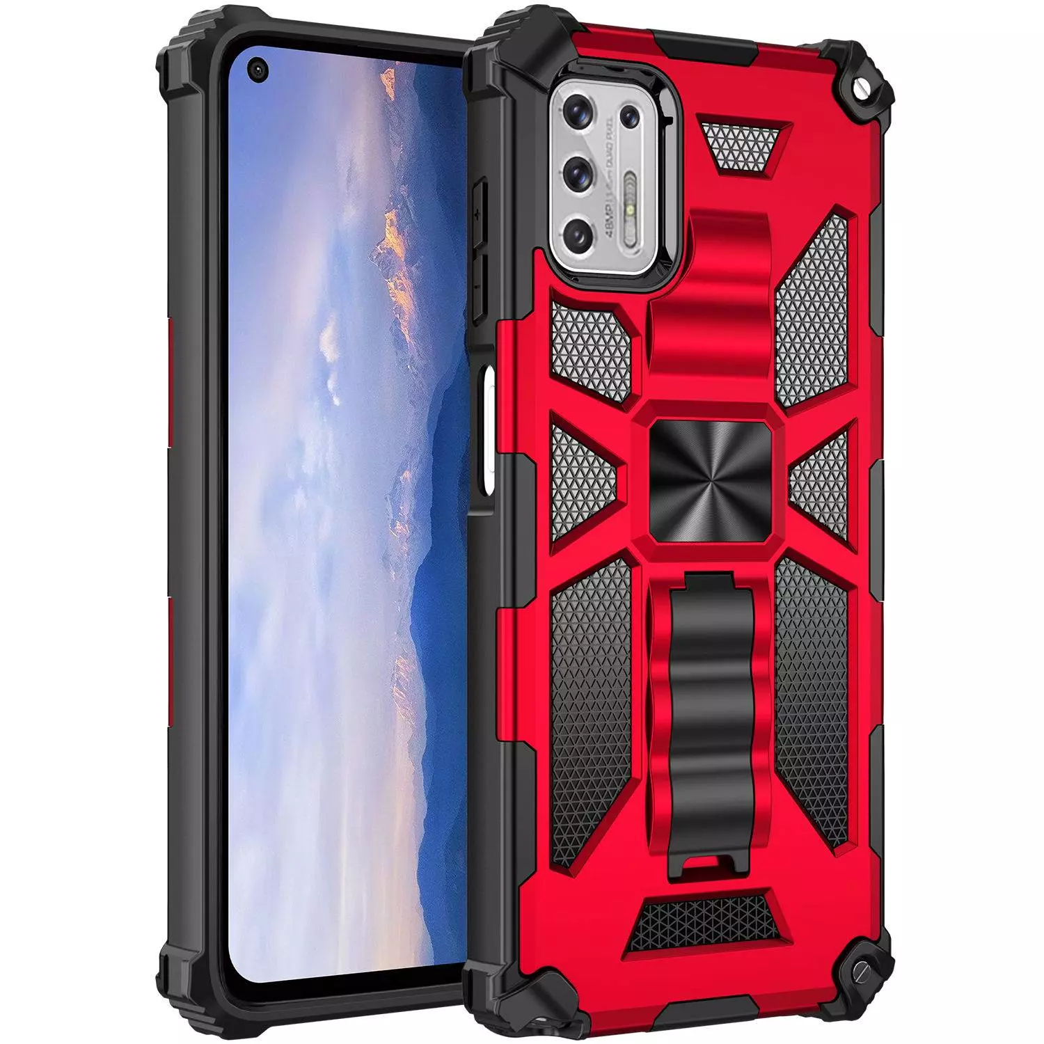 Протиударний чохол бампер для Motorola Moto E32 / G22 Anomaly Hybrid Armor (вбудована підставка) Red (Червоний)