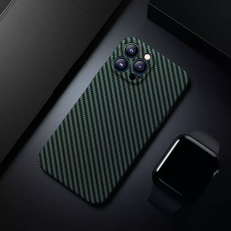 Ультратонкий чехол бампер для iPhone 14 Plus Anomaly PC Carbon Green (Зеленый)