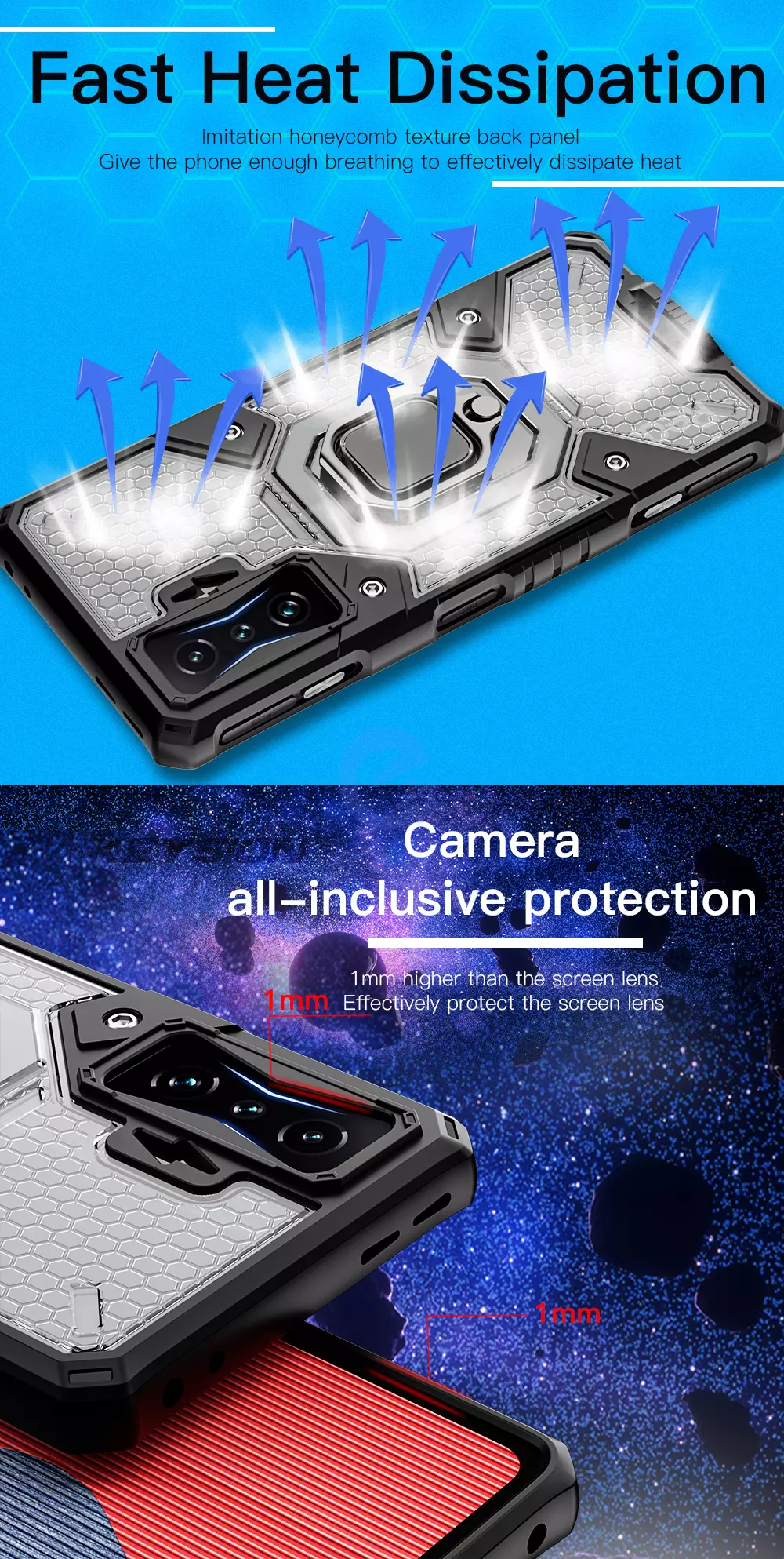 Чехол бампер для Xiaomi Poco F4 GT / Redmi K50 Gaming Anomaly Ring Hybrid Blue (Синий)