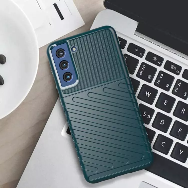 Противоударный чехол бампер для Samsung Galaxy S21 FE Anomaly Thunder Green (Зеленый)